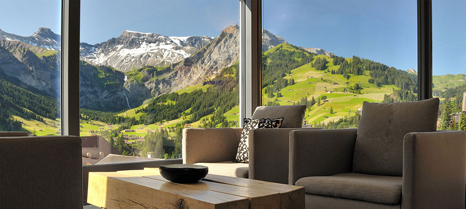 Large Windows Looking Out at Mountains